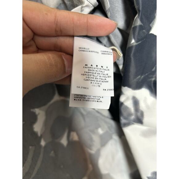 Marni Long Sleeve Shadow Floral Black White Button Up Made In Italy Size 42 US 6 - Picture 6 of 11